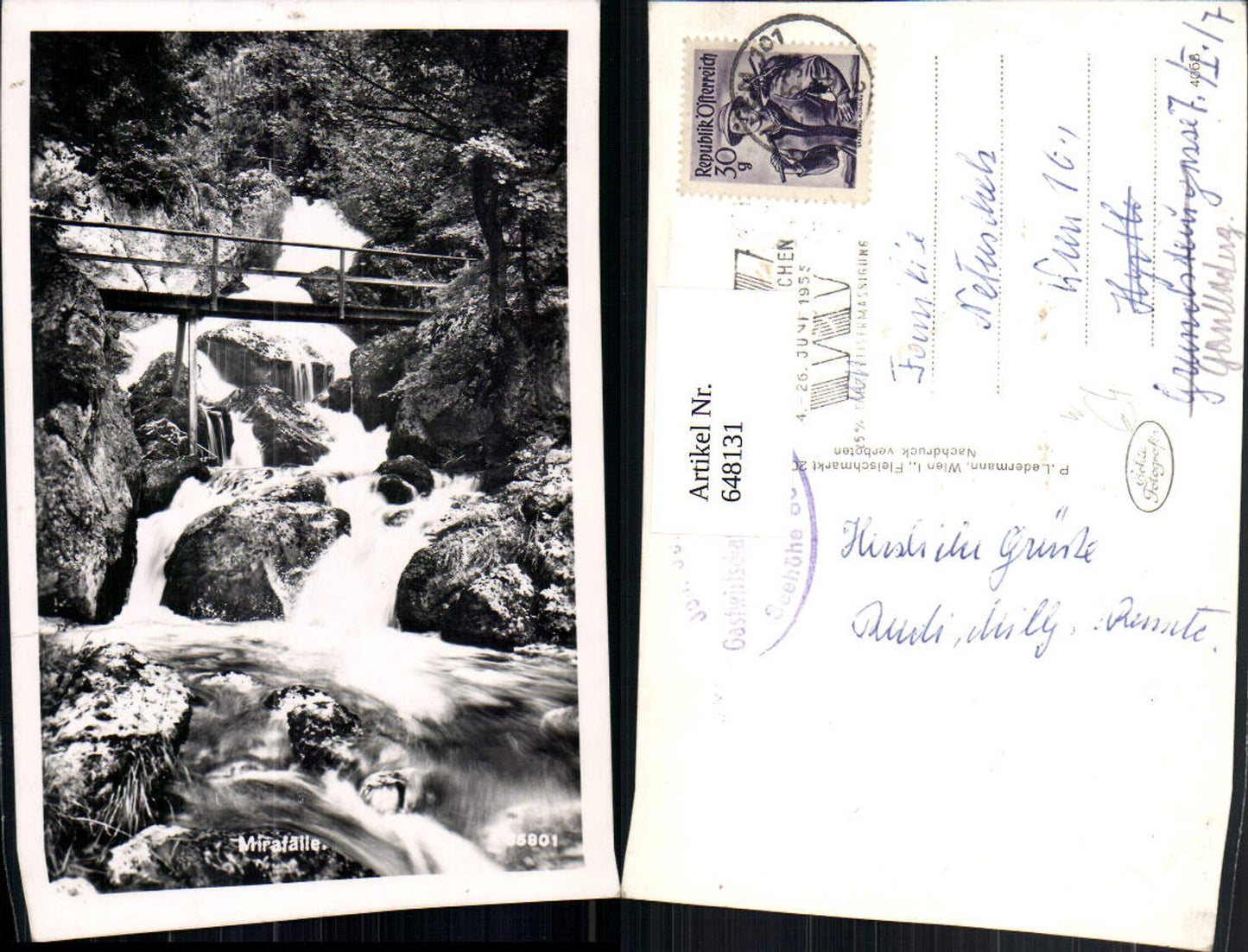 648131,Foto Ak Mirafall Wasserfall b. Wienerbruck Annaberg