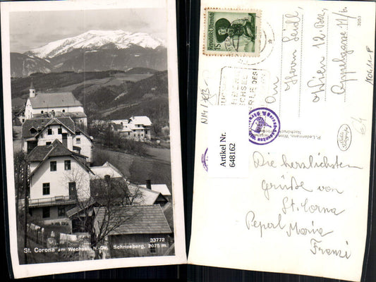 648162,Foto Ak St Corona a. Wechsel m. Schneeberg