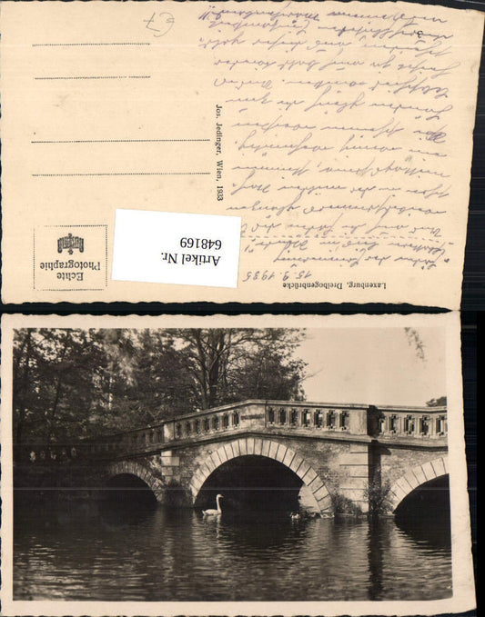 648169,Foto Ak Laxenburg Dreibogenbrücke Brücke Schlosspark Schwäne Schwan