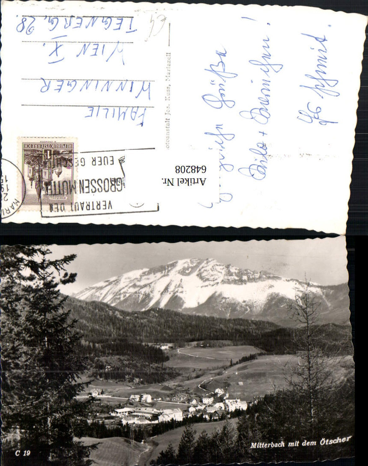 648208,Foto Ak Mitterbach am Erlaufsee m. d. Ötscher