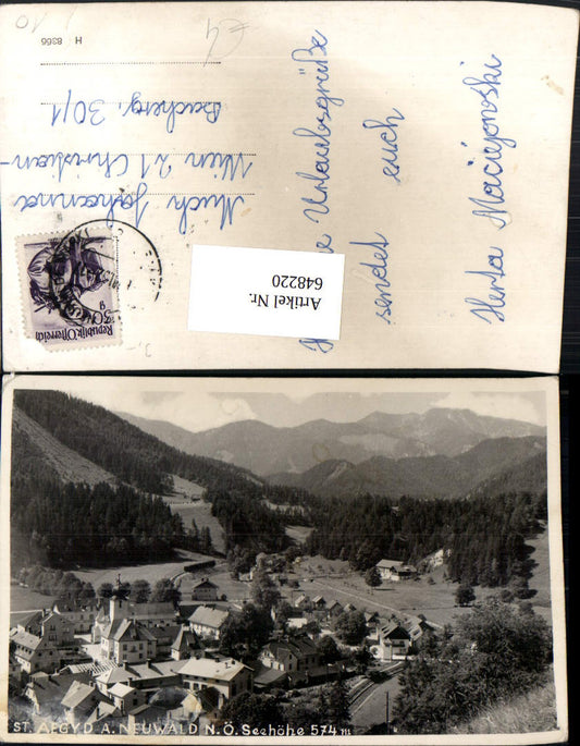 648220,Foto Ak St. Aegyd am Neuwalde Ansicht m. Kirche