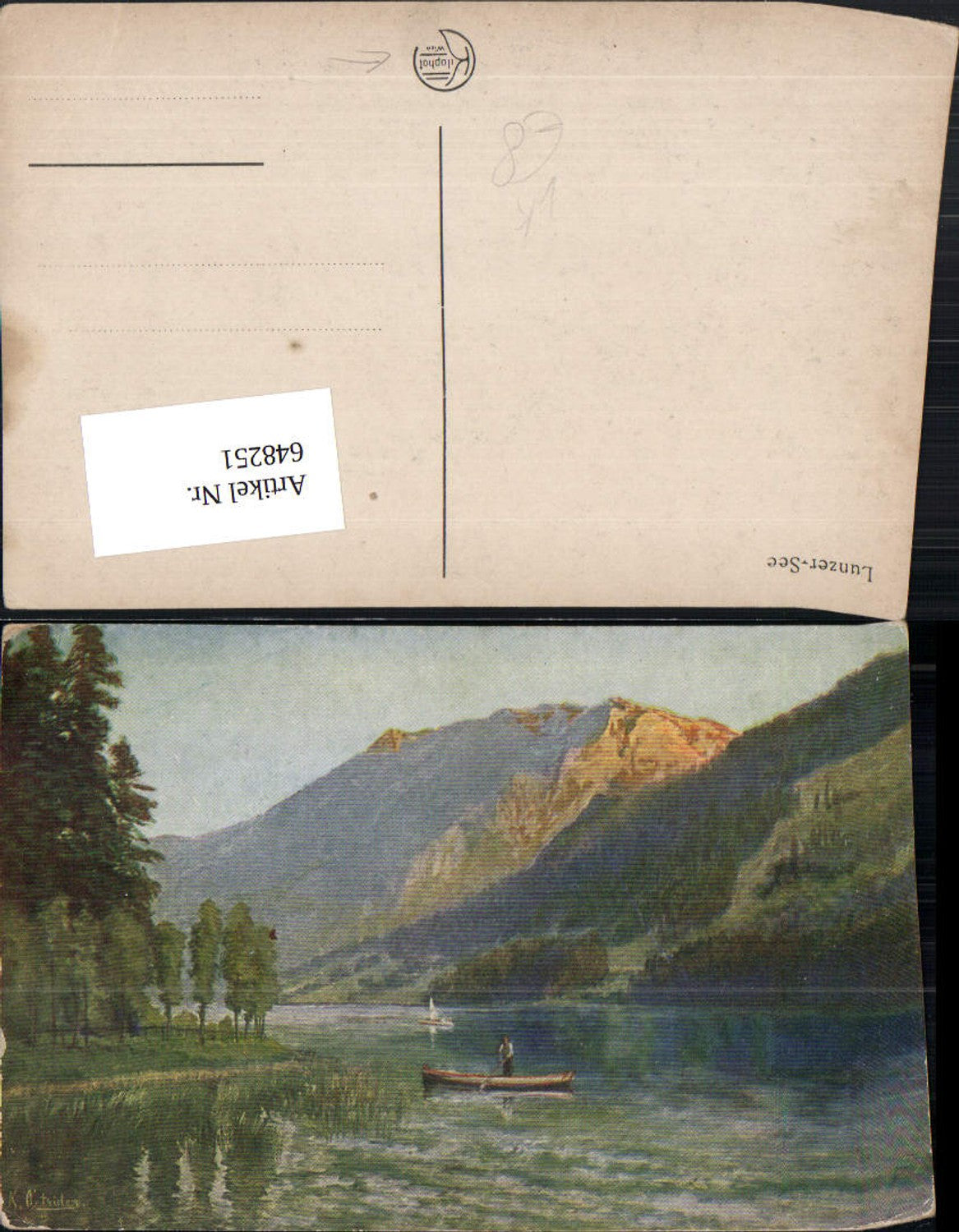 648251,Künstler Ak Konrad Petrides Lunzer See Lunz a. See pub Kilophot