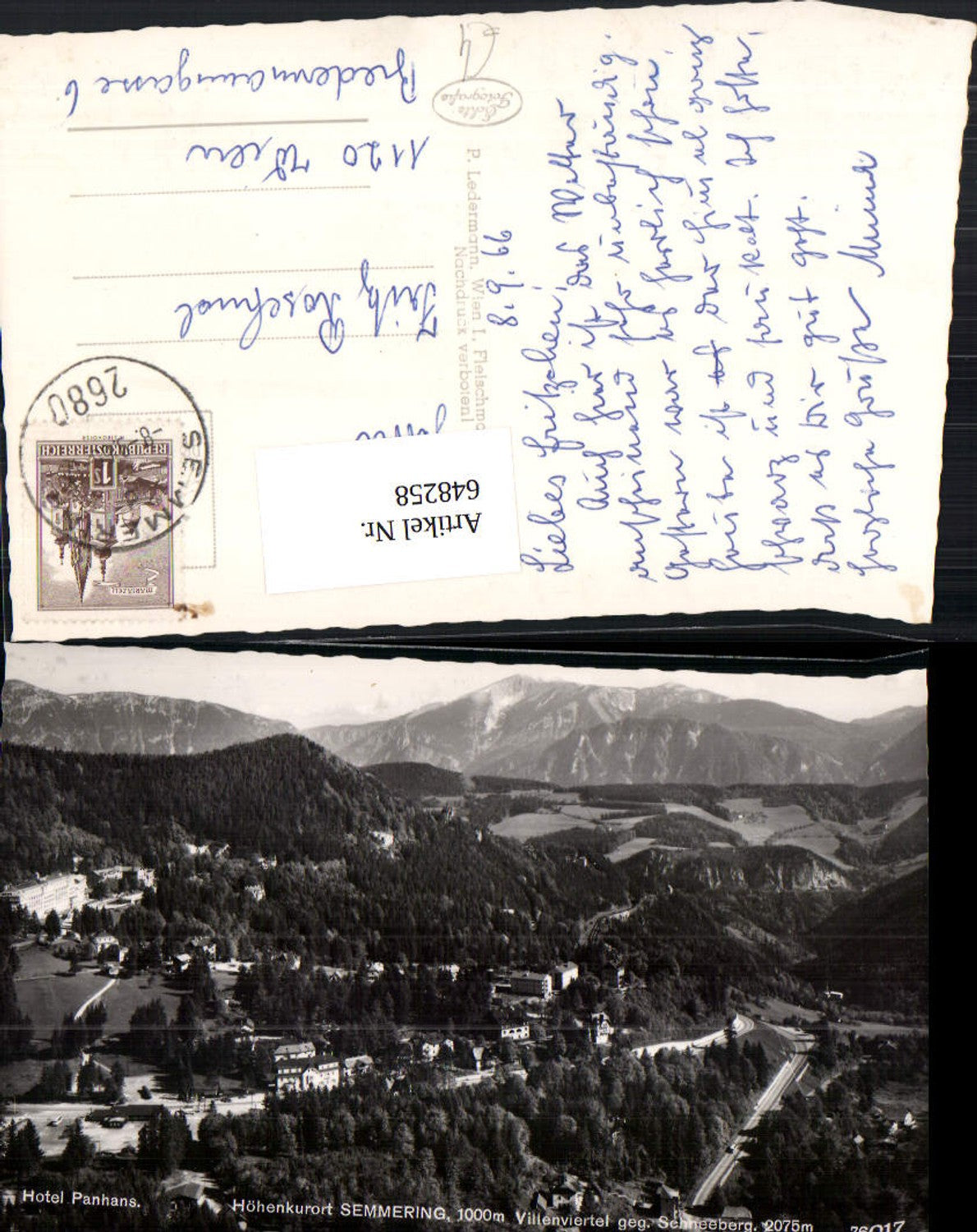 648258, Photo Ak Semmering villa district opposite Schneeberg