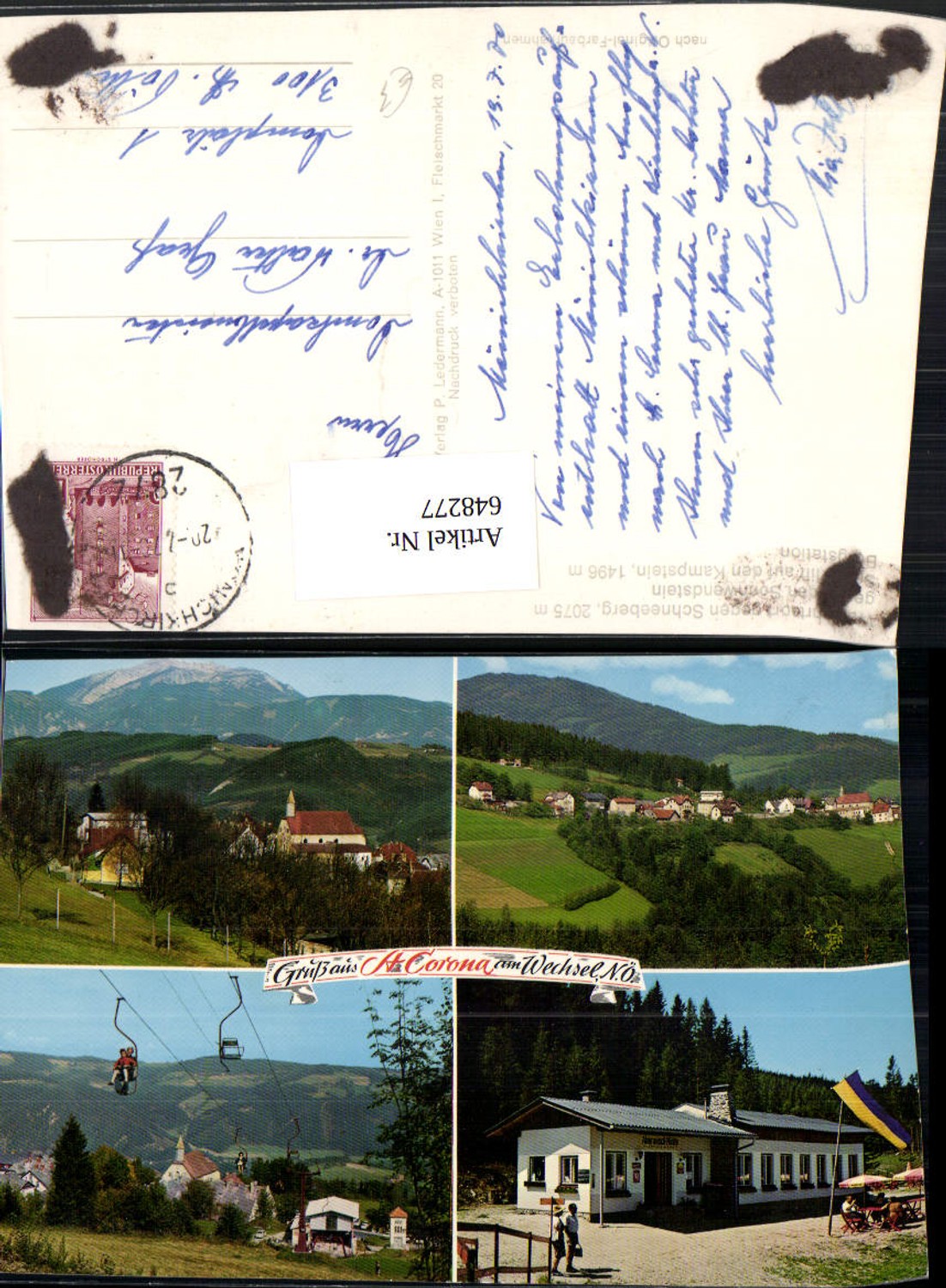 648277,Mehrbild Ak St. Corona am Wechsel Sessellift Almrausch-Hütte