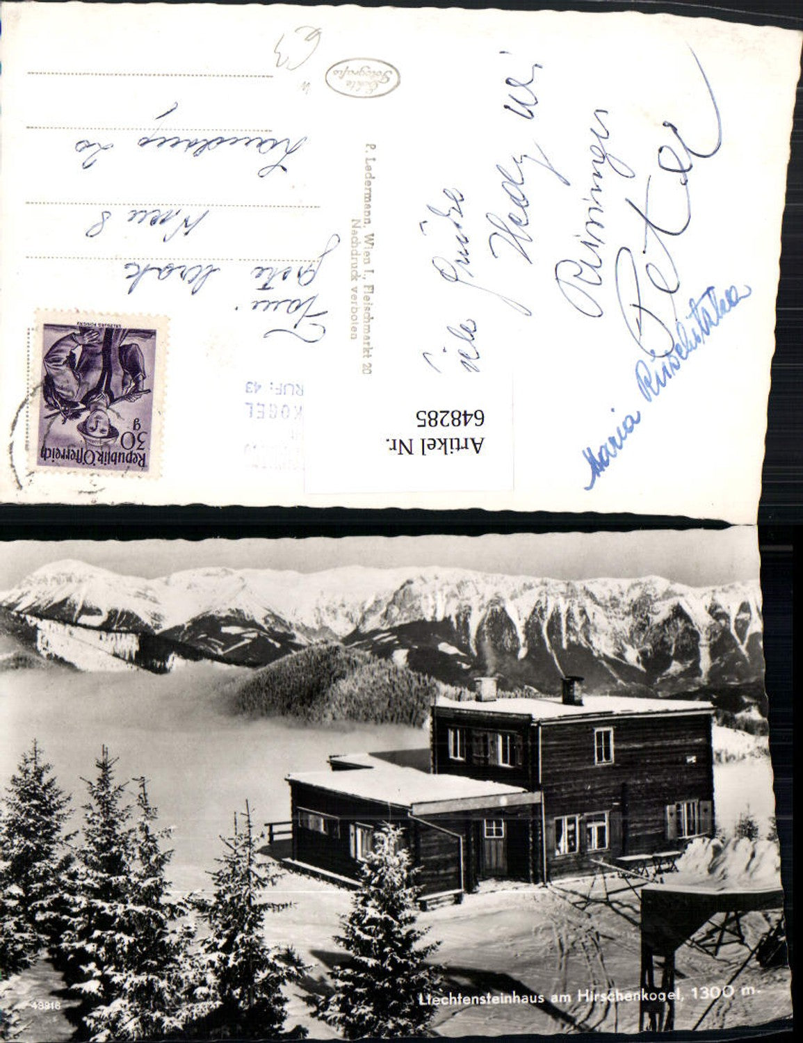 648285,Foto Ak Liechtensteinhaus a. Hirschenkogel Winteransicht Semmering