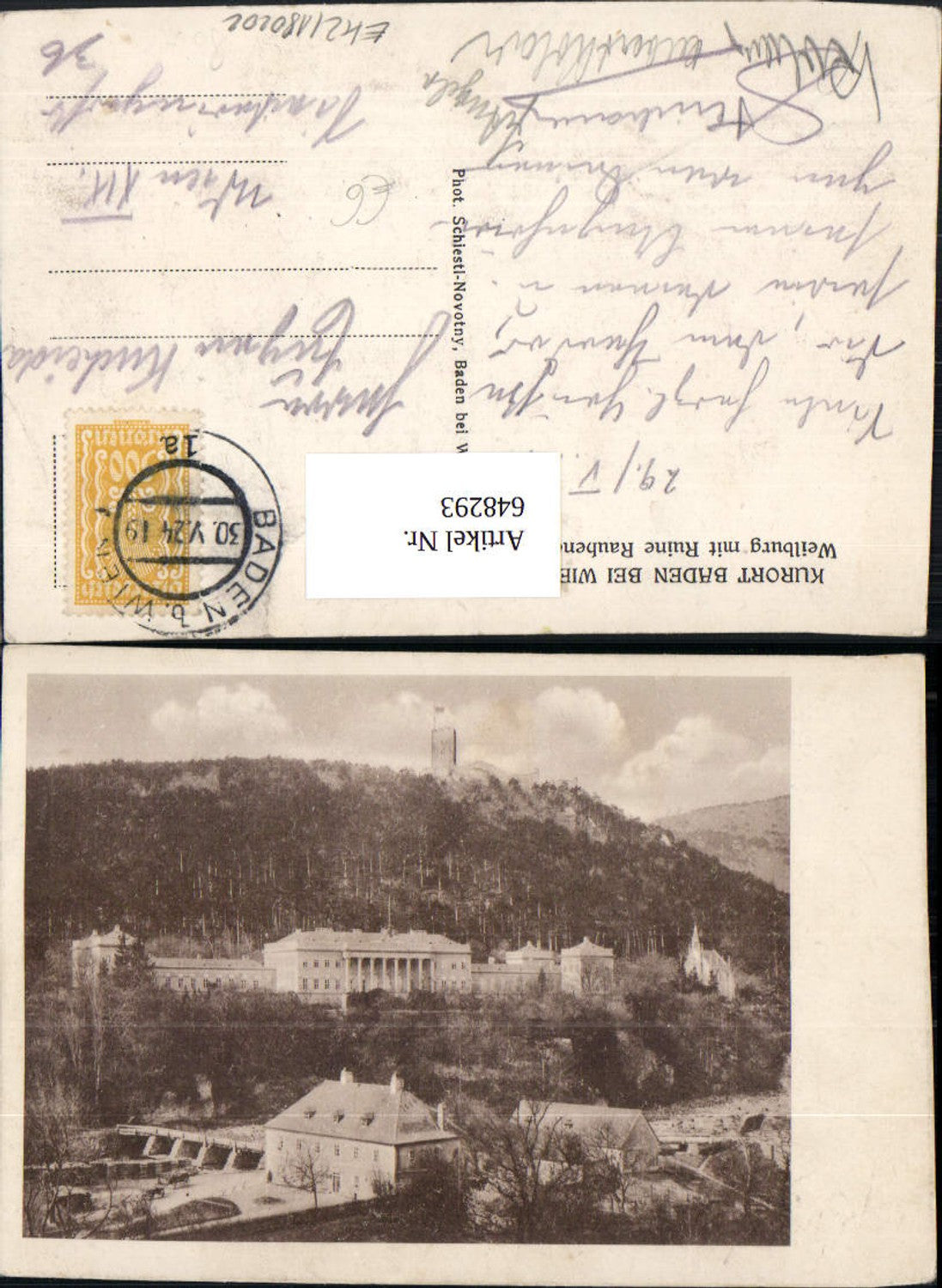 648293,Baden b. Wien Weilburg m. Ruine Rauheneck