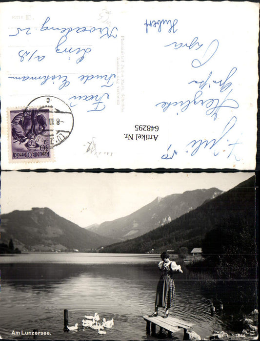 648295,Foto Ak Lunzer See Frau Tracht Enten Lunz a. See