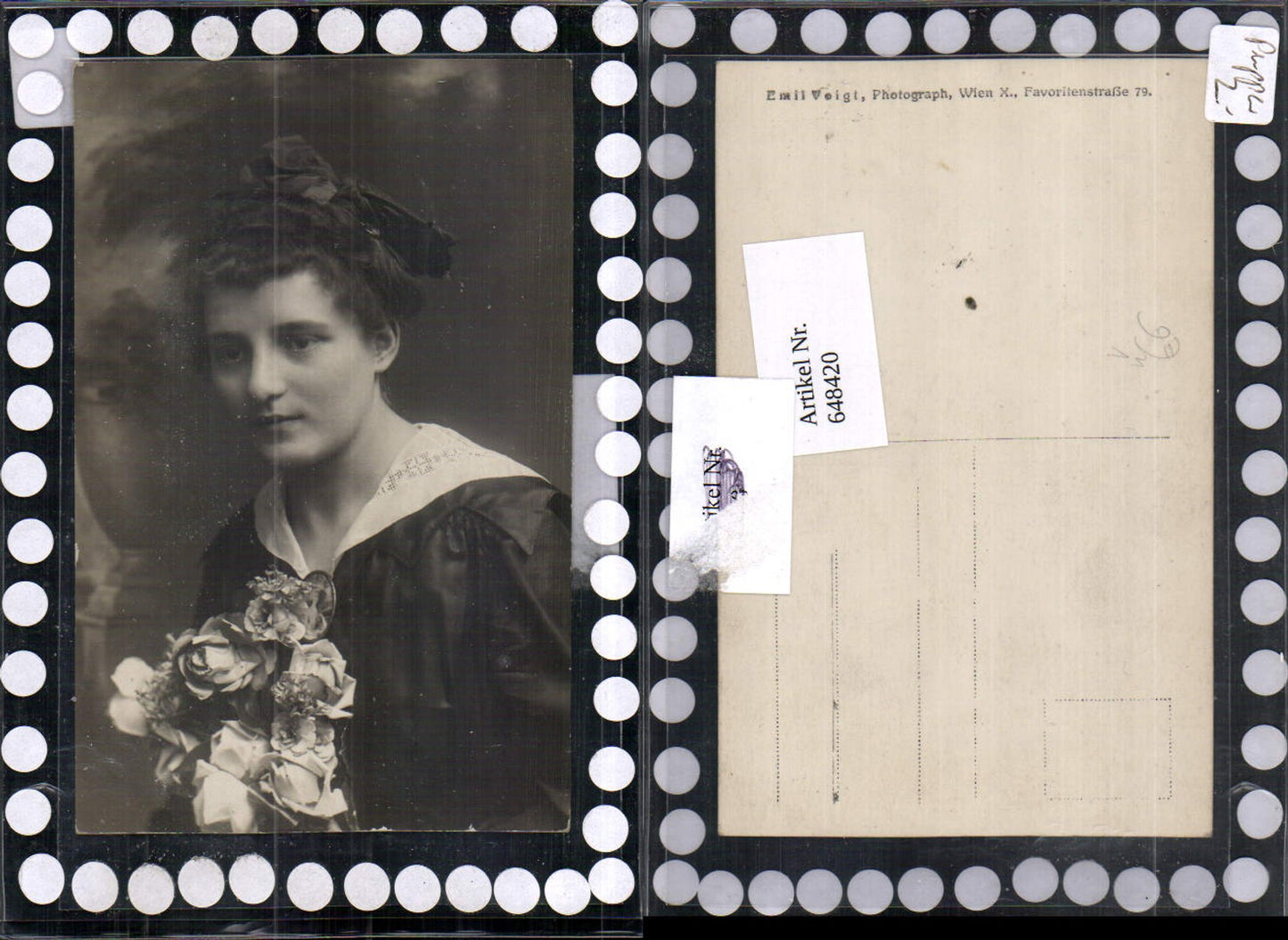 648420,Foto-AK Emil Voigt Photograph Wien Favoriten Rosen Haarschlaufe