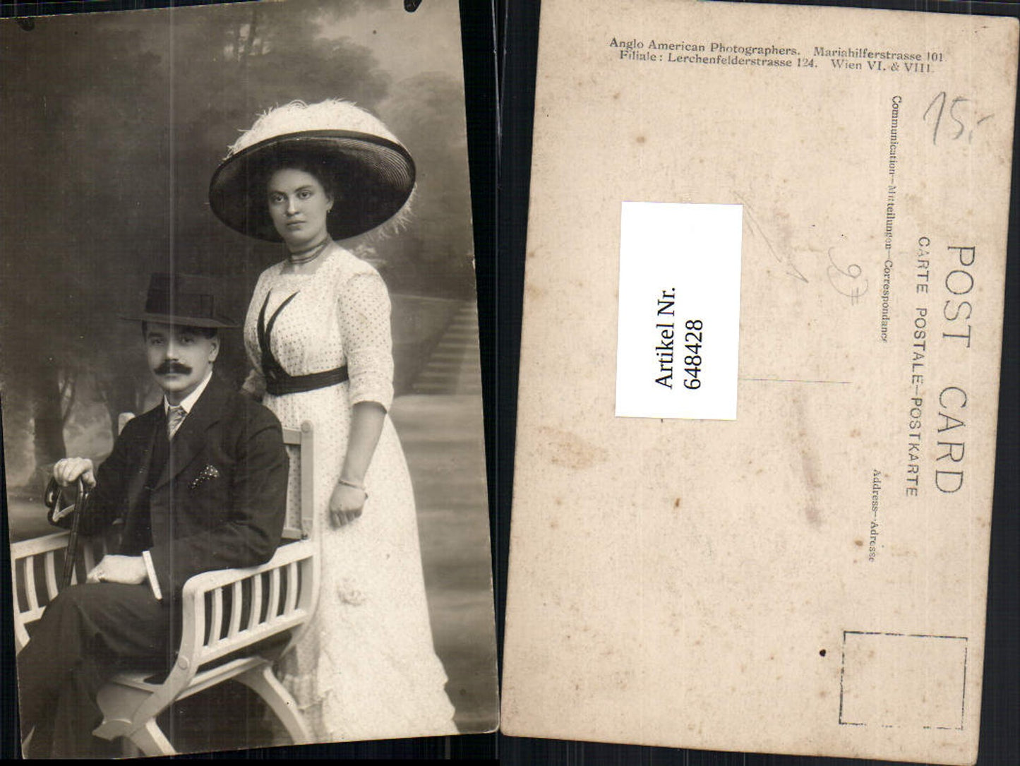 648428,Fotokunst Anglo American Photographers Wien Frau Hut Hutmode Zylinder Gehstock