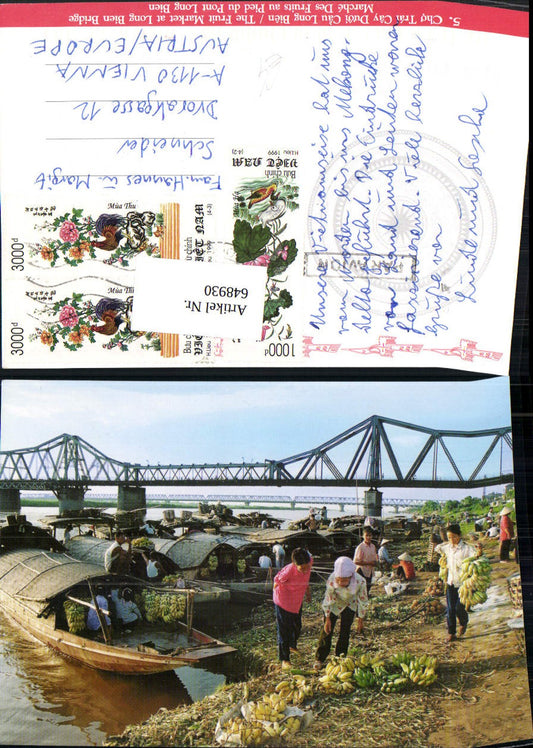 648930,The Fruit Market at Long Bien Bridge Boote Brücke Vietnam