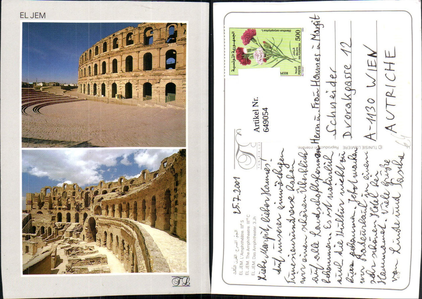 649054,Mehrbild Ak El Jem L Amphitheatre Amphitheater El Djem Tunesien