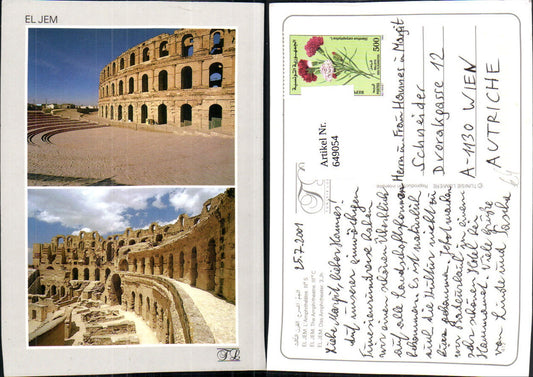 649054,Mehrbild Ak El Jem L Amphitheatre Amphitheater El Djem Tunesien