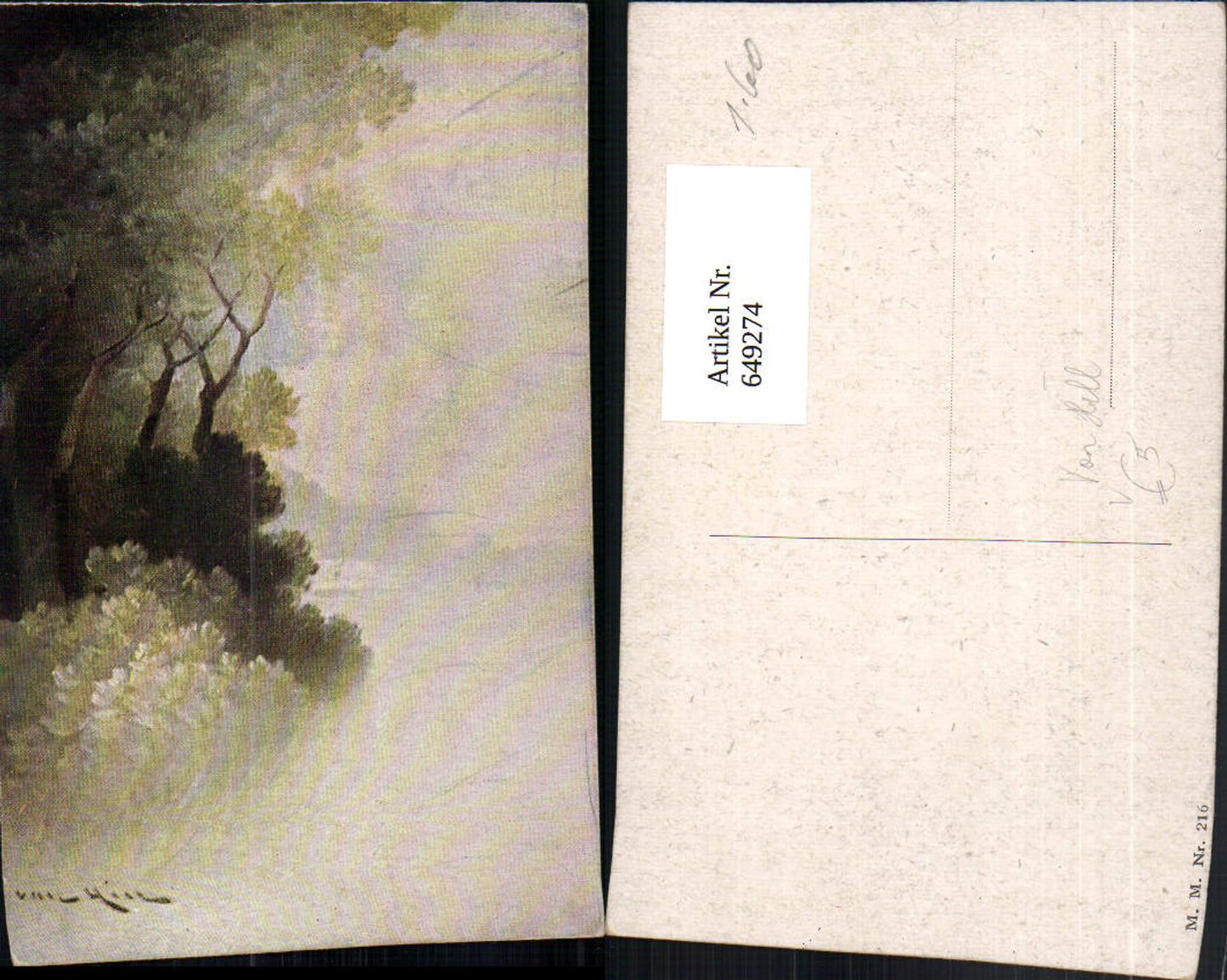 649274,Künstler Ak Von Hill Ufer Bäume Landschaft pub M. Munk 216