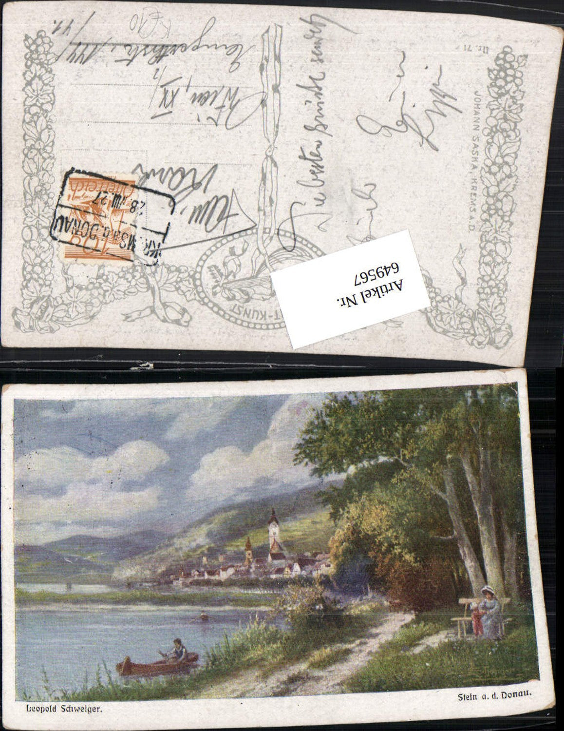 649567,tolle Künstler AK Leopold Schweiger Stein an der Donau b. Krems pub Heimat-Kunst Saska 71