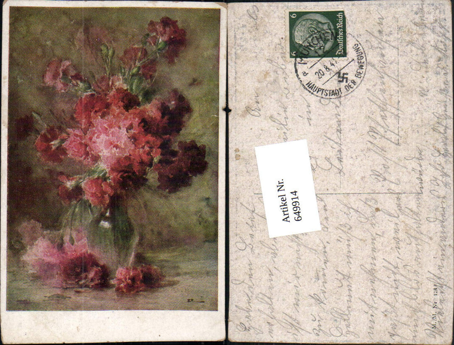 649914,Künstler AK M. Munk Vienne 1243 Mohn Mohnblume Vase