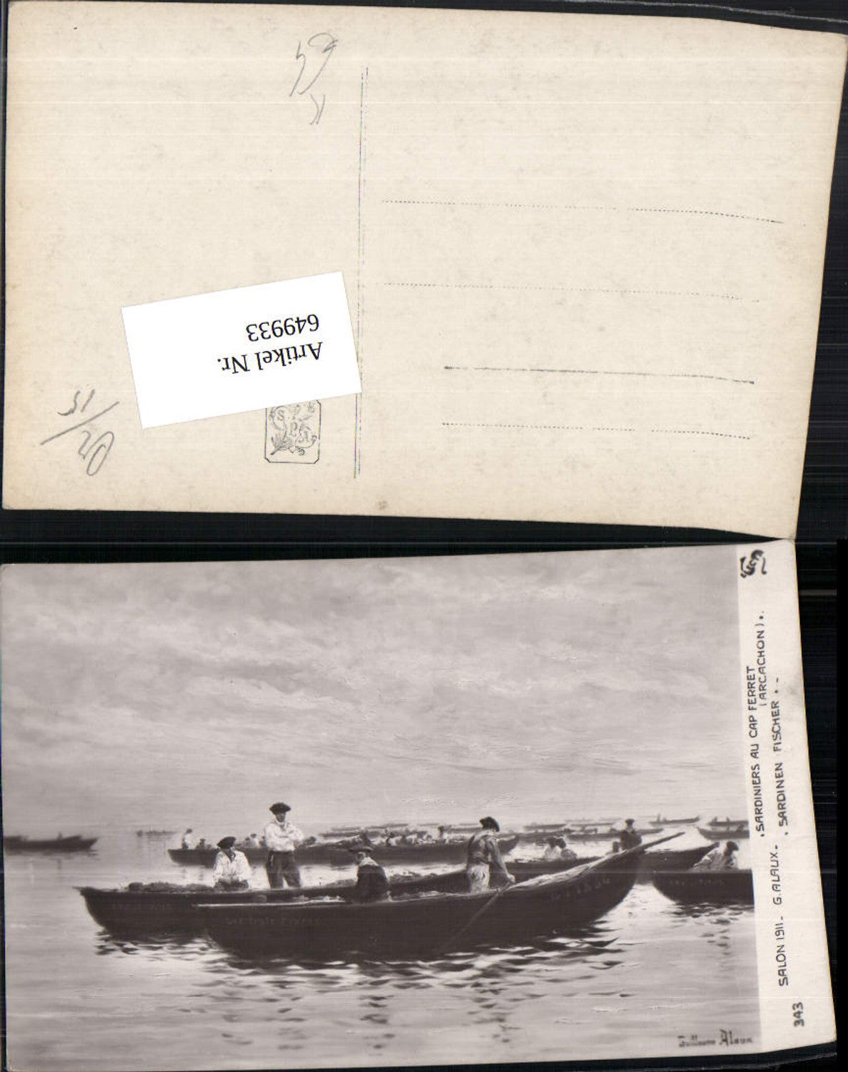 649933,Künstler AK Guillaume Alaux Sardinen Fischer Boot Fischerboot