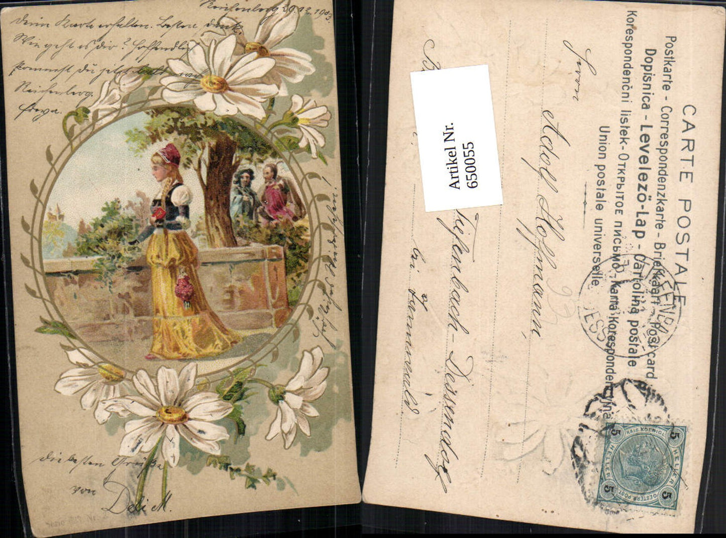 650055,tolle Künstler AK Lithographie Litho Jugendstil Frau