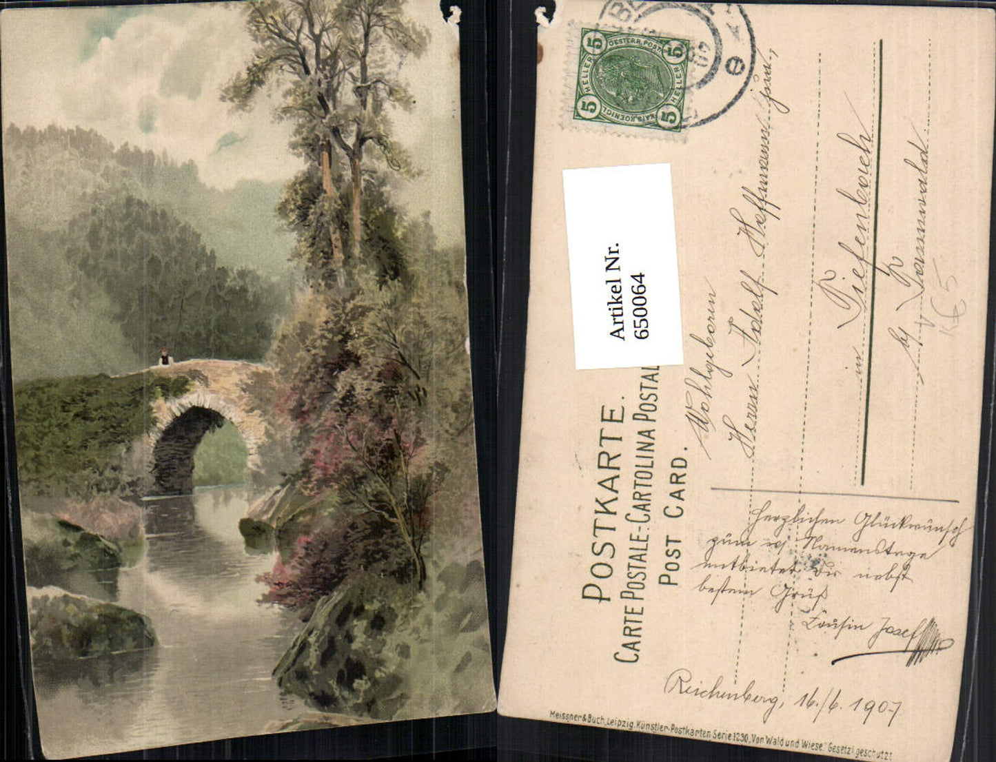 650064, great artists AK Meissner &amp; Buch 1230 Forest and Meadow Bridge