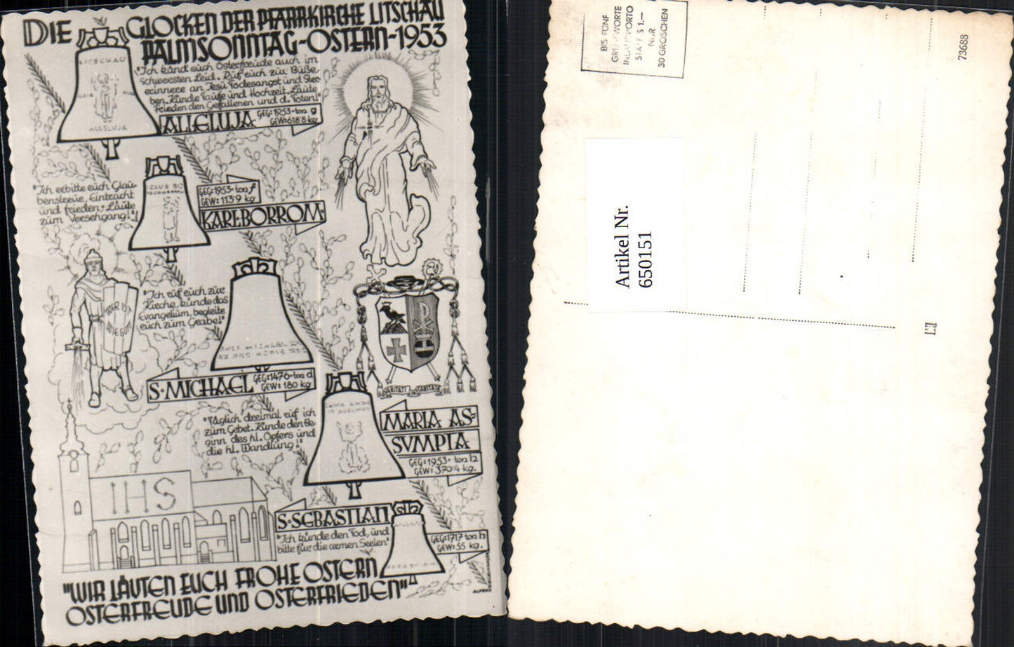 650151,Litschau Glocken der Pfarrkirche Ostern 1953