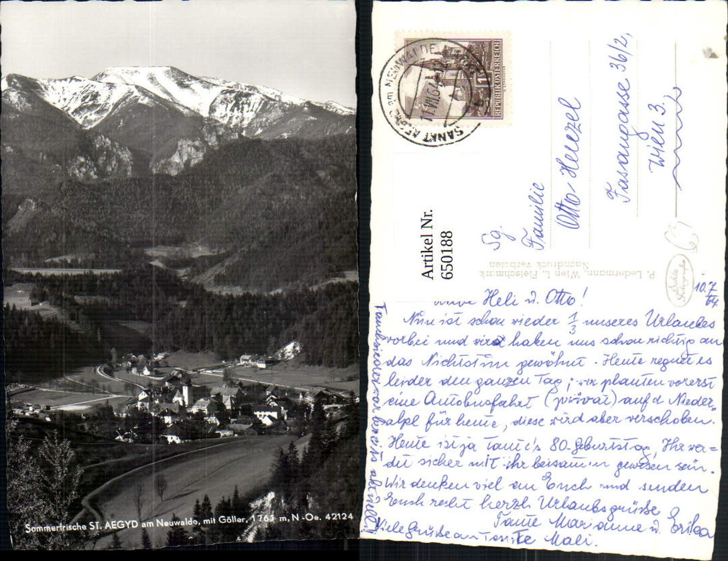 650188,Foto Ak St. Aegyd am Neuwalde mit Göller