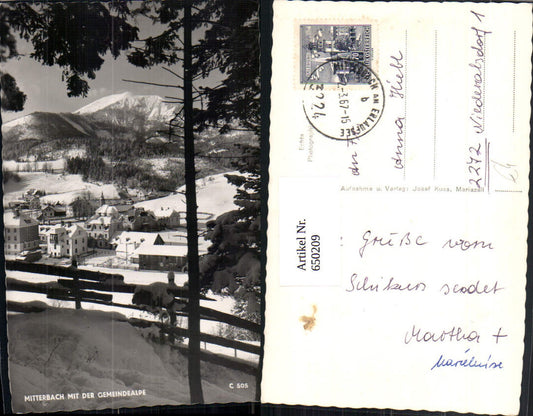 650209,Foto Ak Mitterbach am Erlaufsee mit der Gemeindealpe Winteransicht