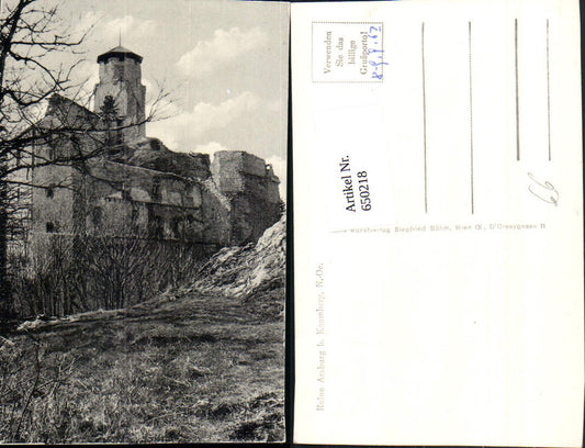 650218,Foto Ak Ruine Araburg b. Kaumberg