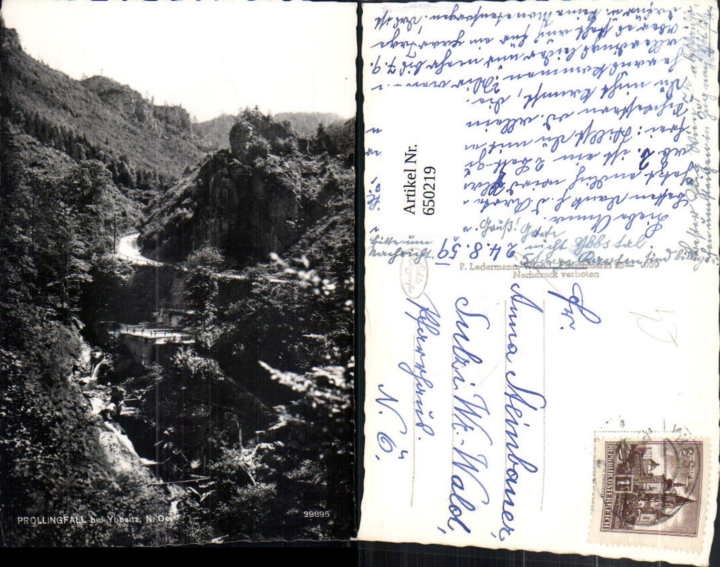 650219,Foto Ak Prollingfall b. Ybbsitz Wasserfall