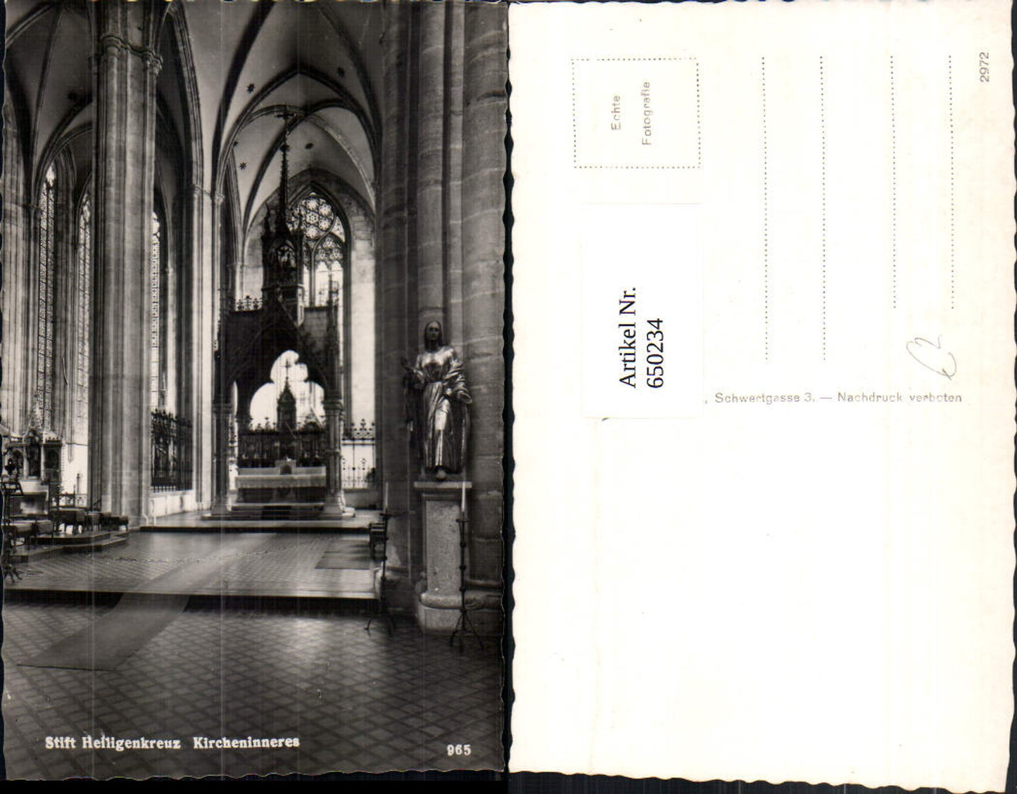 650234,Foto Ak Stift Heiligenkreuz Kircheninneres