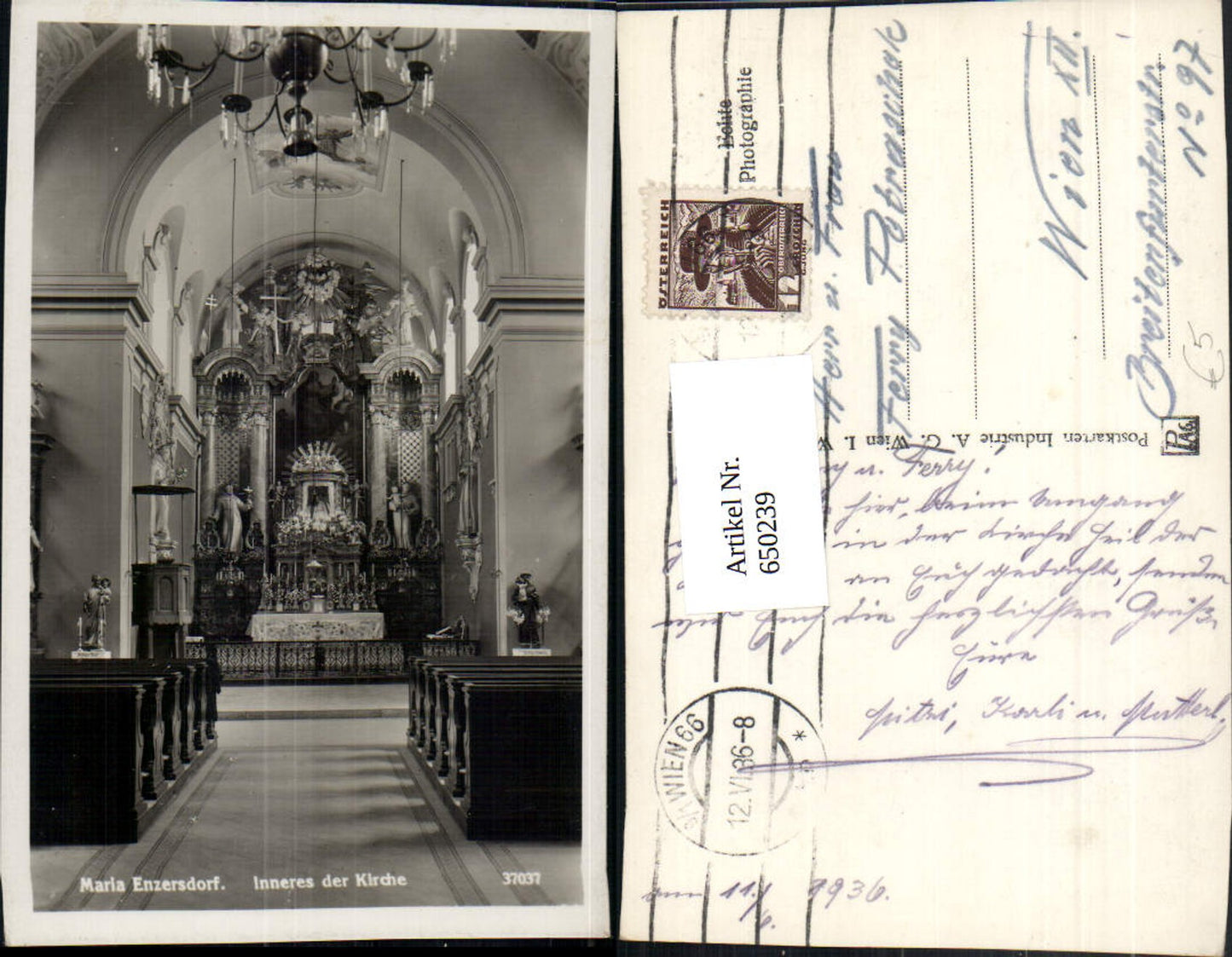 650239,Foto Ak Maria Enzersdorf Inneres der Kirche