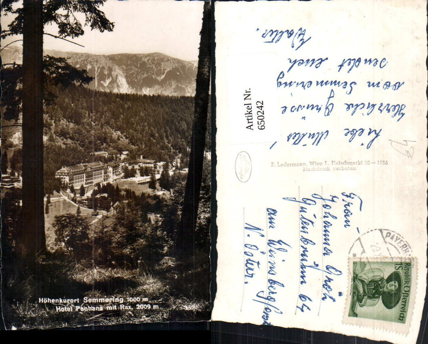 650242,Foto Ak Semmering Hotel Panhans mit Rax