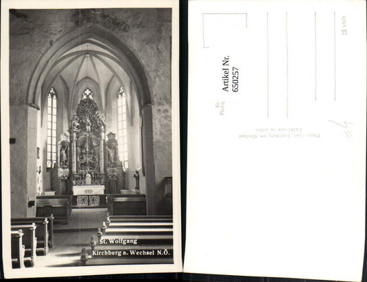 650257,Foto Ak Kirche St Wolfgang Kirchberg a. Wechsel Innenansicht