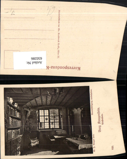 650286,Künstler Ak W. J. Burger Burg Kreuzenstein Leobendorf Pfaffenstube