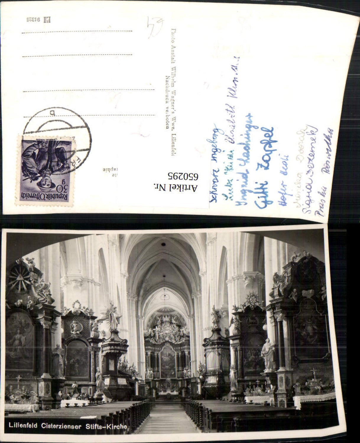 650295,Foto Ak Lilienfeld Cisterzienser Stifts-Kirche Inneres