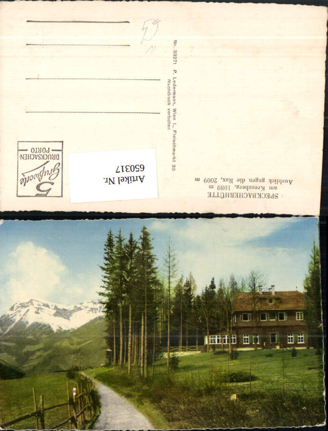 650317, Speckbacherhütte Kreuzberg Breitenstein View towards the Rax