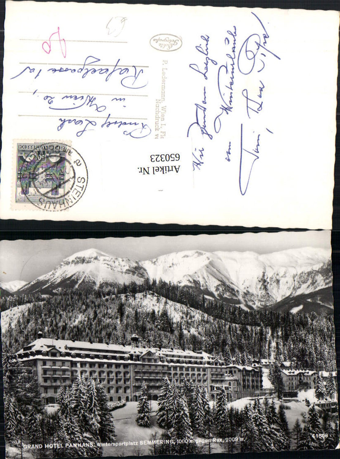 650323,Foto Ak Grand Hotel Panhans Semmering Winteransicht