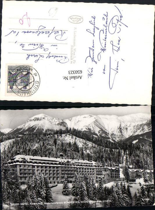 650323,Foto Ak Grand Hotel Panhans Semmering Winteransicht
