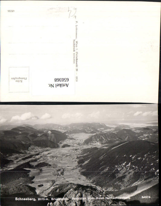 650368,Foto Ak Puchberg am Schneeberg Gruselplatz Fernblick v. Hotel Hochschneeberg