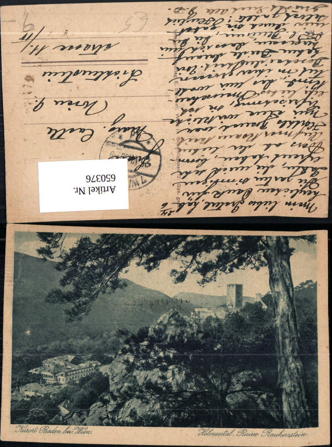 650376,Baden b. Wien Helenental Ruine Rauhenstein