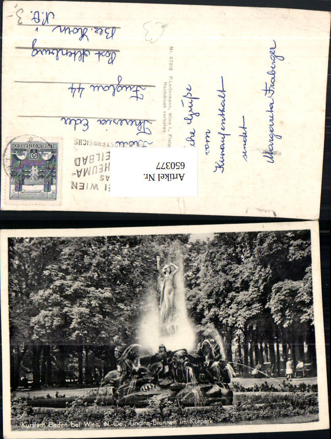 650377,Baden b. Wien Undine-Brunnen Kurpark Brunnen