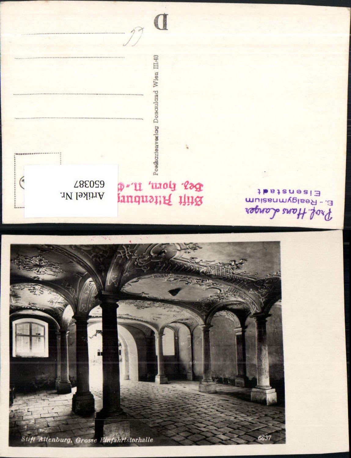 650387,Foto Ak Stift Altenburg Grosse Einfahrtshalle