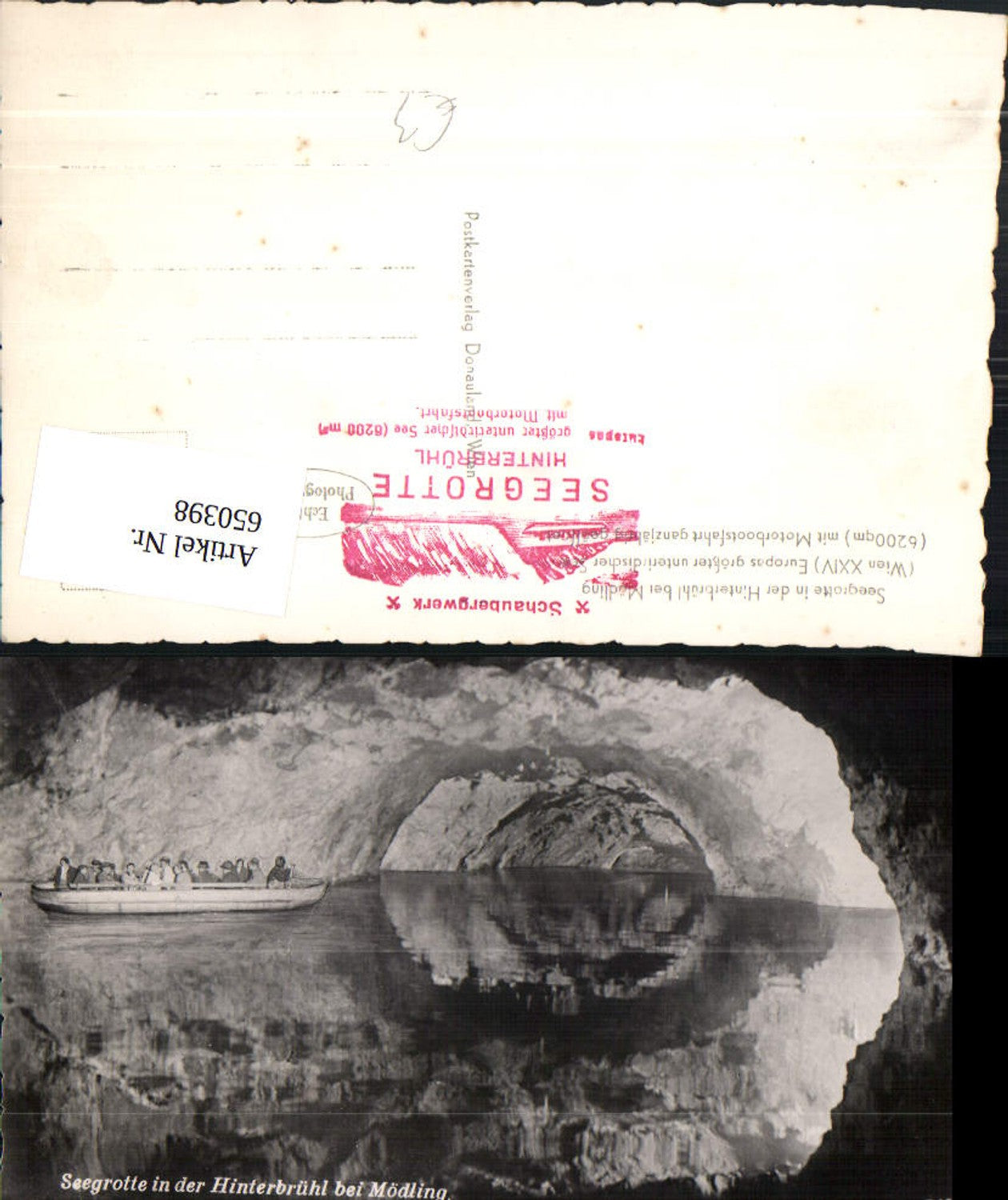 650398,Foto Ak Seegrotte Hinterbrühl b. Mödling Boot Motorboot