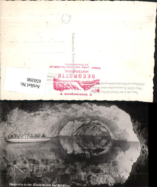 650398,Foto Ak Seegrotte Hinterbrühl b. Mödling Boot Motorboot