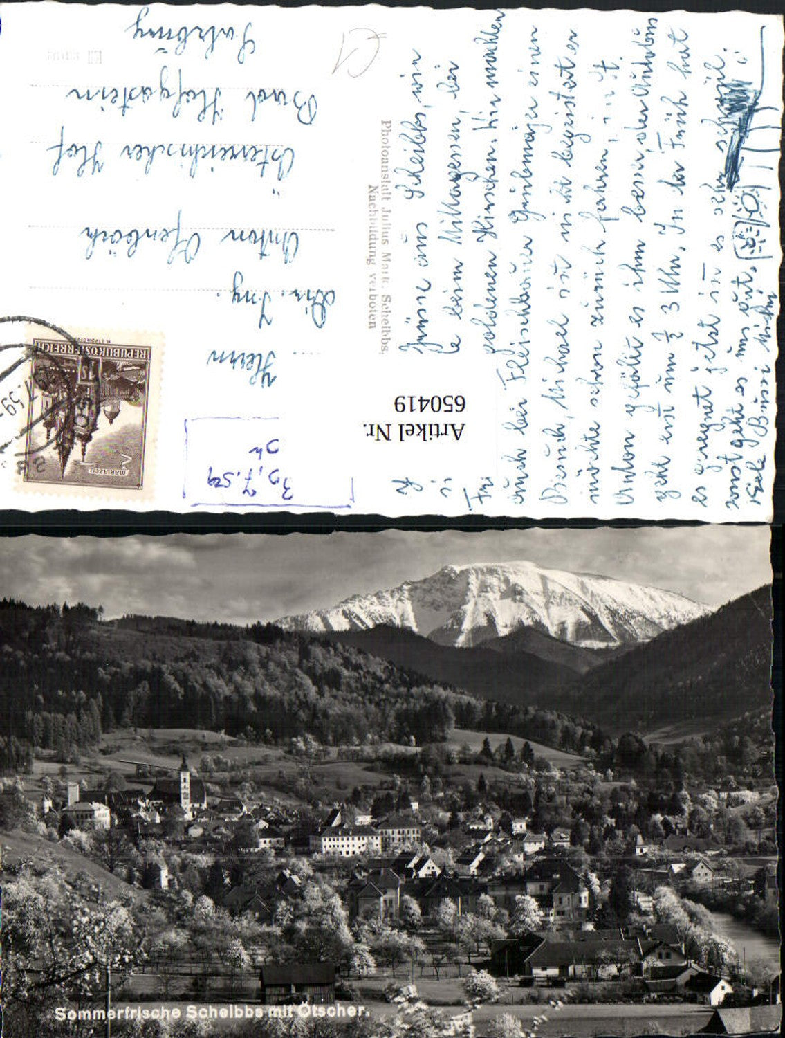 650419,Foto Ak Scheibbs mit Ötscher