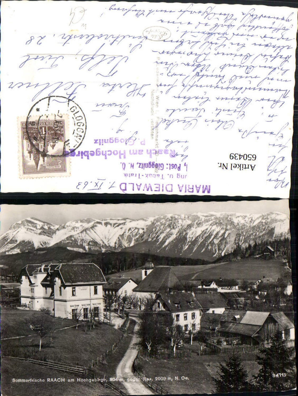 650439,Foto Ak Raach a. Hochgebirge geg. Rax