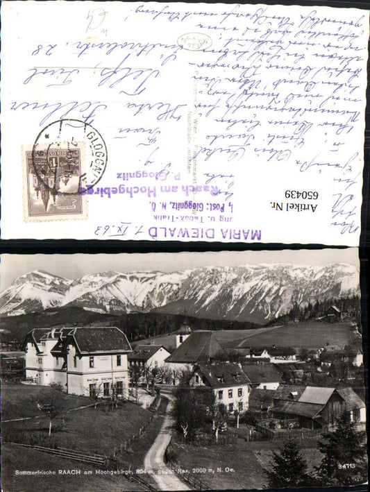 650439,Foto Ak Raach a. Hochgebirge geg. Rax