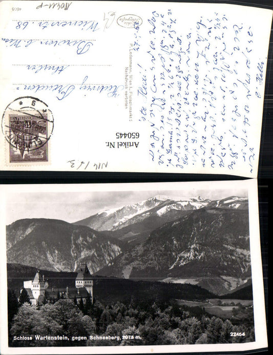 650445,Foto Ak Schloss Burg Wartenstein geg. Schneeberg Raach am Hochgebirge