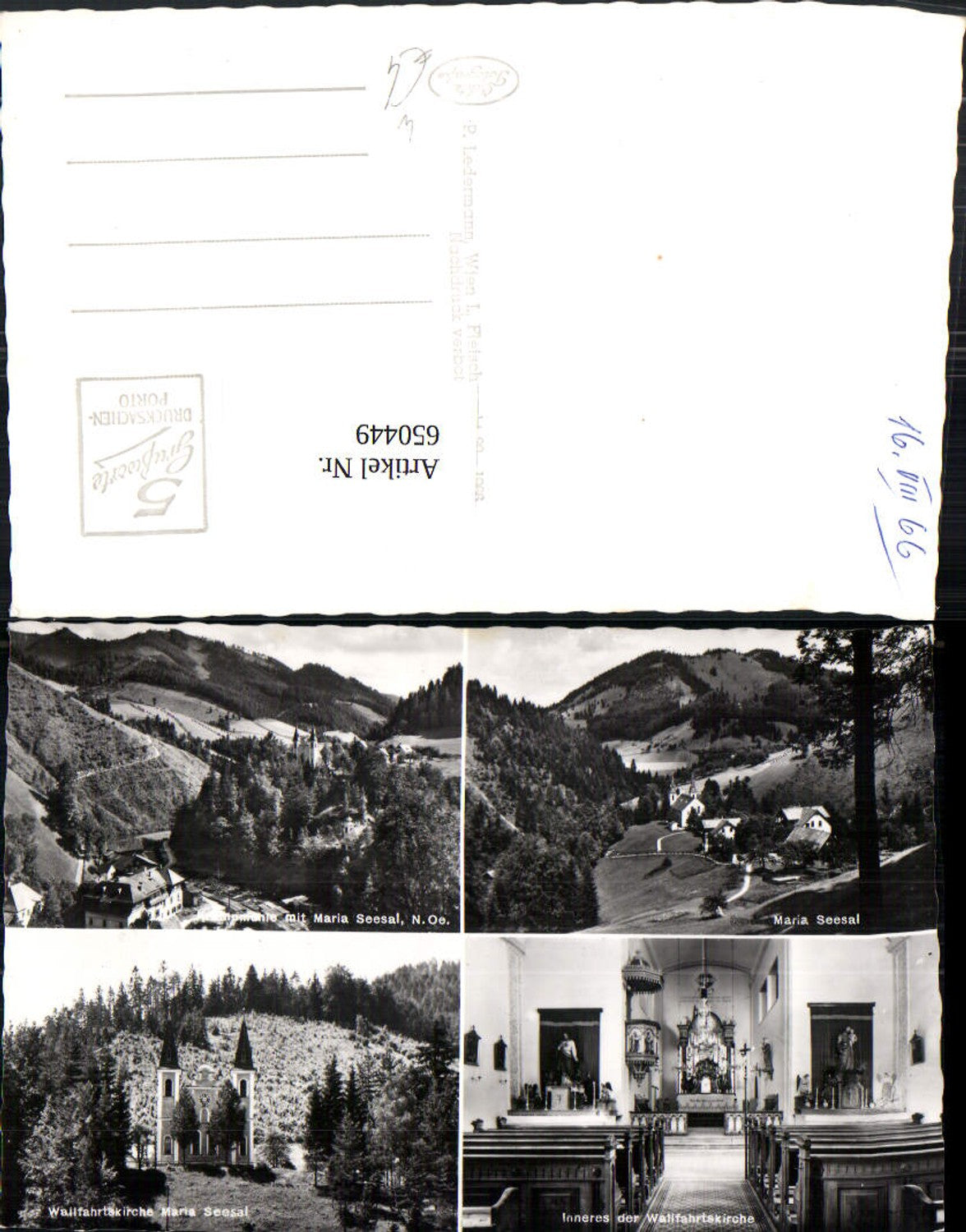 650449,Mehrbild Ak Ybbsitz Schwarzois Wallfahrtskirche Maria Seesal Inneres u. Ansicht