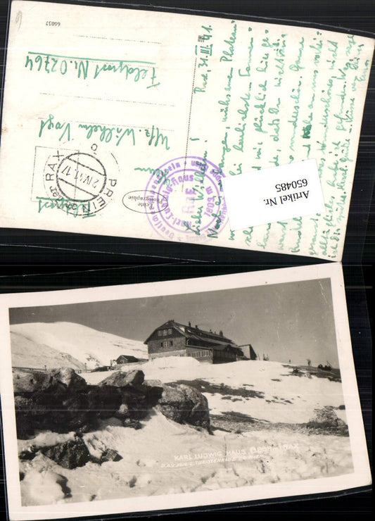 650485,Karl Ludwig Haus Prein an der Rax Feldpost 1941 Hüttenstempel