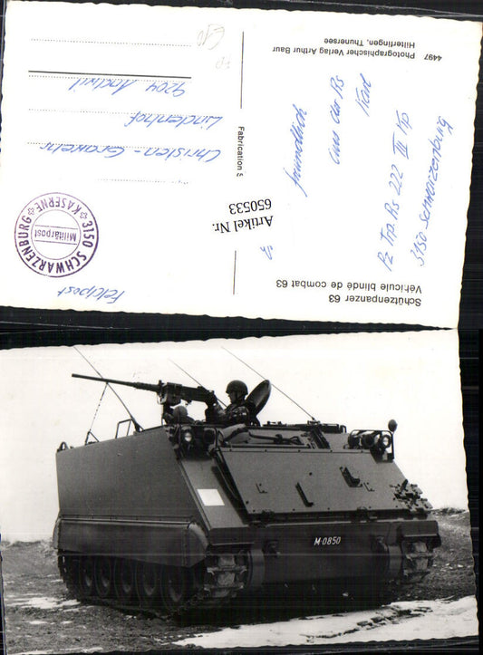 650533,Tank Panzer Schützenpanzer 63 Feldpost Militärpost Schweiz Schwarzenburg Kaserne
