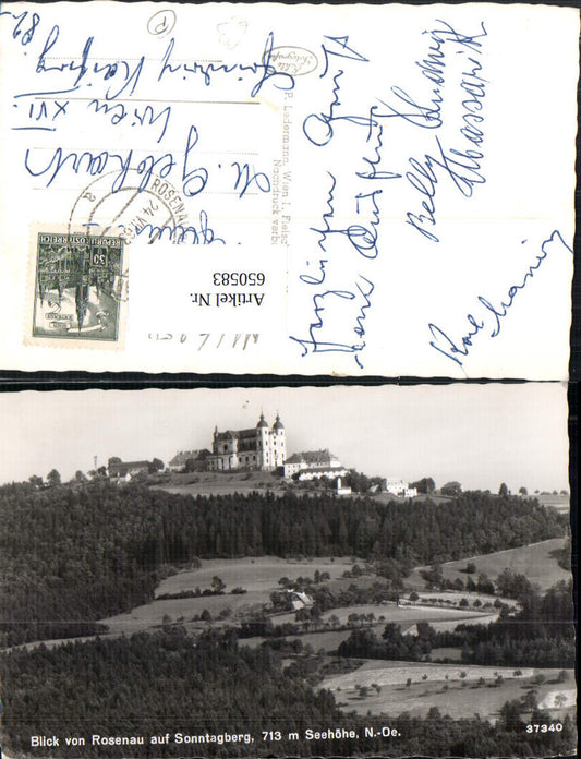 650583,Foto Ak Blick v. Rosenau auf Sonntagberg Wallfahrtskirche